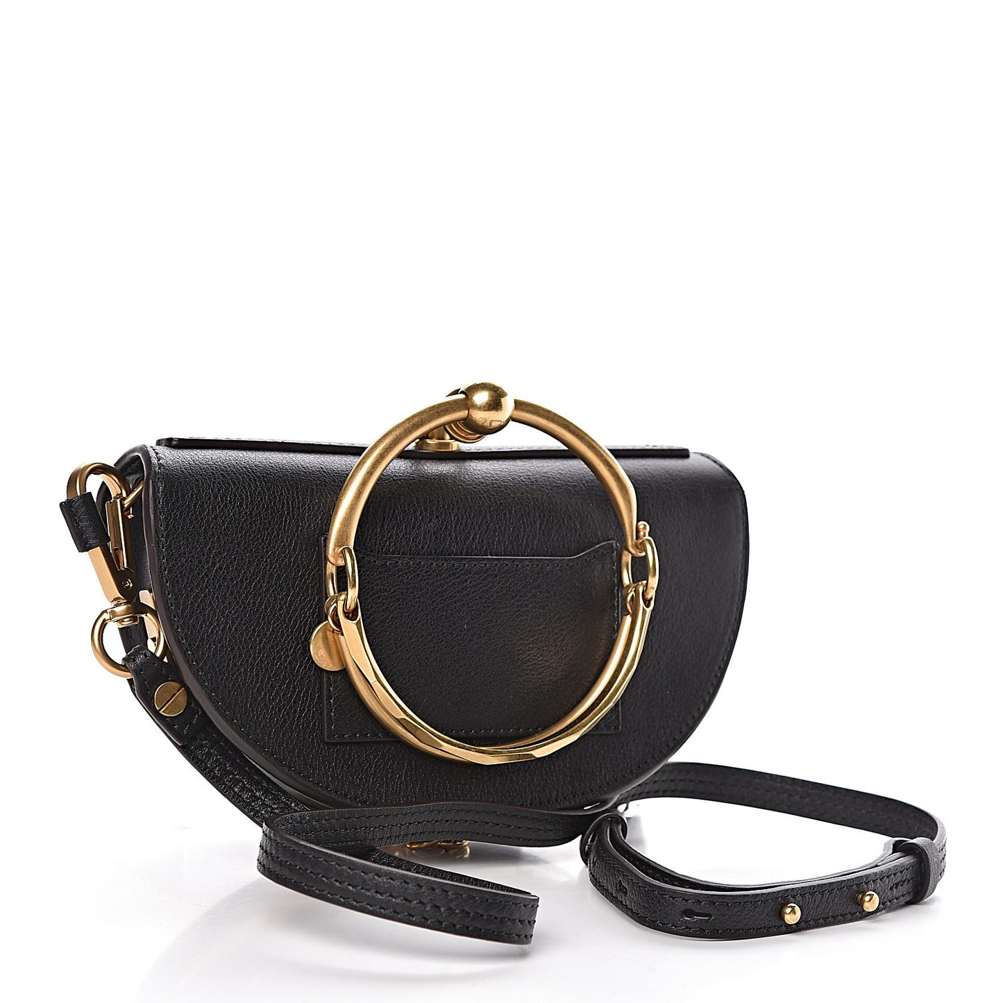 Calfskin Small Nile Bracelet Minaudiere Bag Black