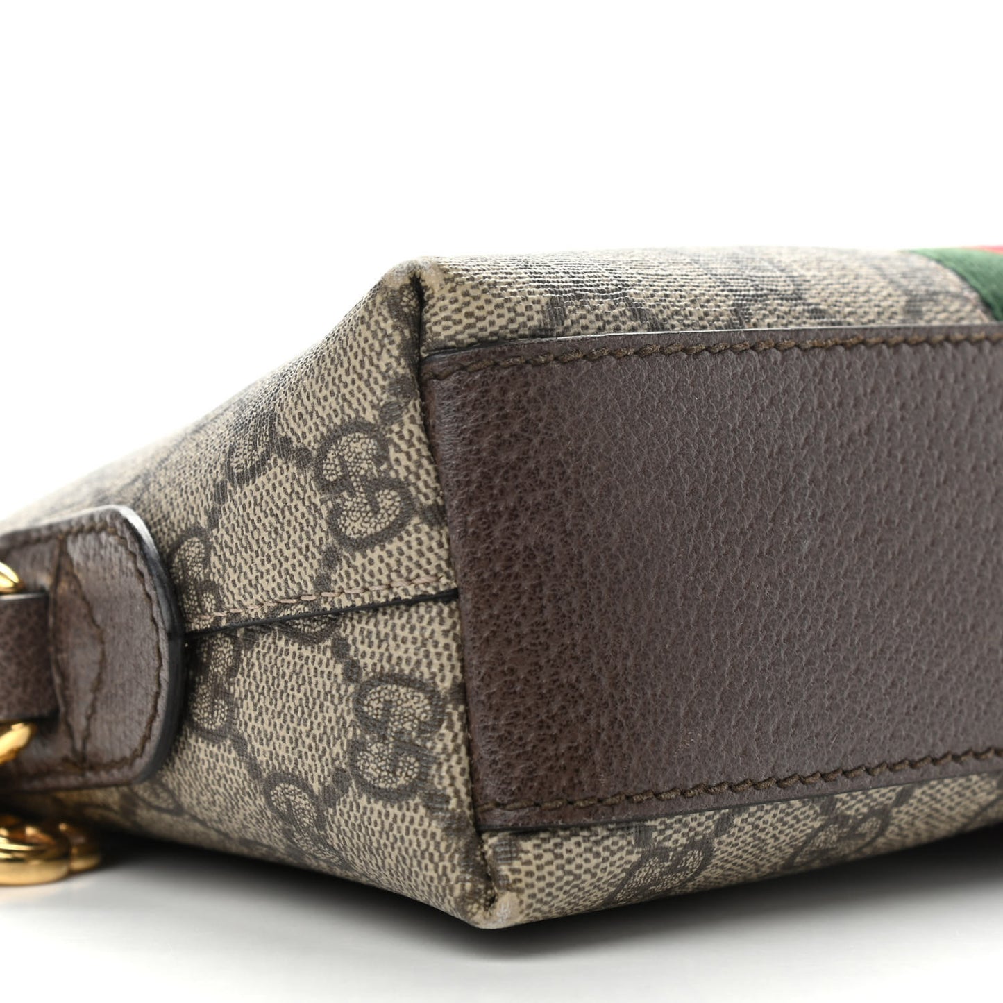 GG Supreme Monogram Textured Dollar Calfskin Web Small Ophidia Dome Shoulder Bag Beige Ebony New Acero