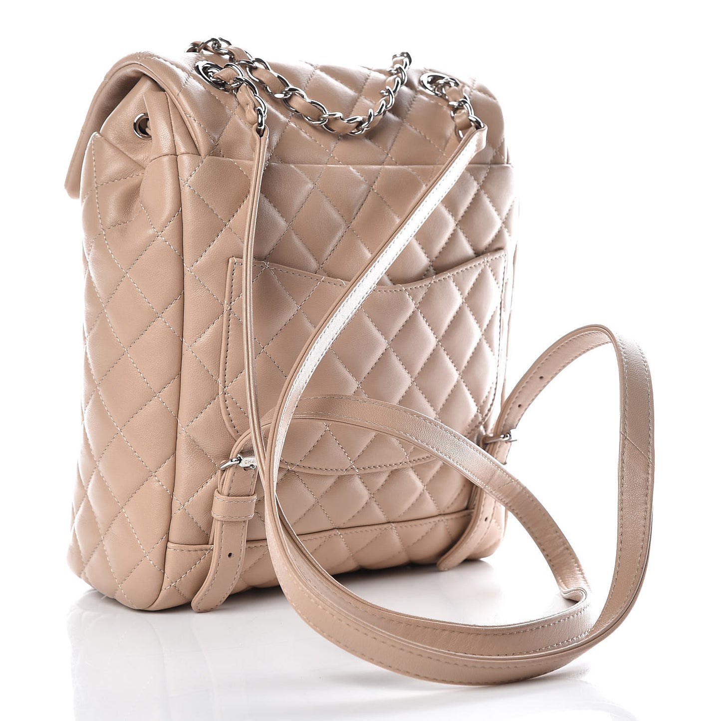 Lambskin Quilted Small Urban Spirit Backpack Beige