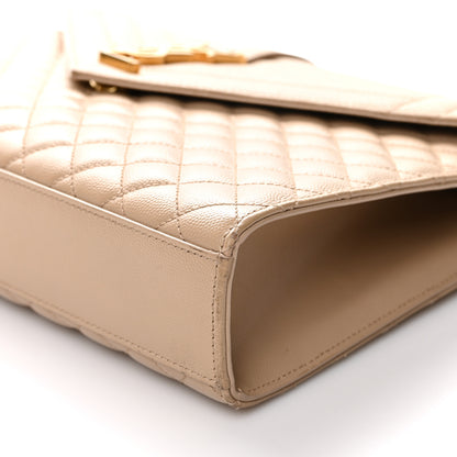 Saint Laurent Grain De Poudre Mixed Matelasse Large Triquilt Monogram Satchel Nude Powder 10 of 11