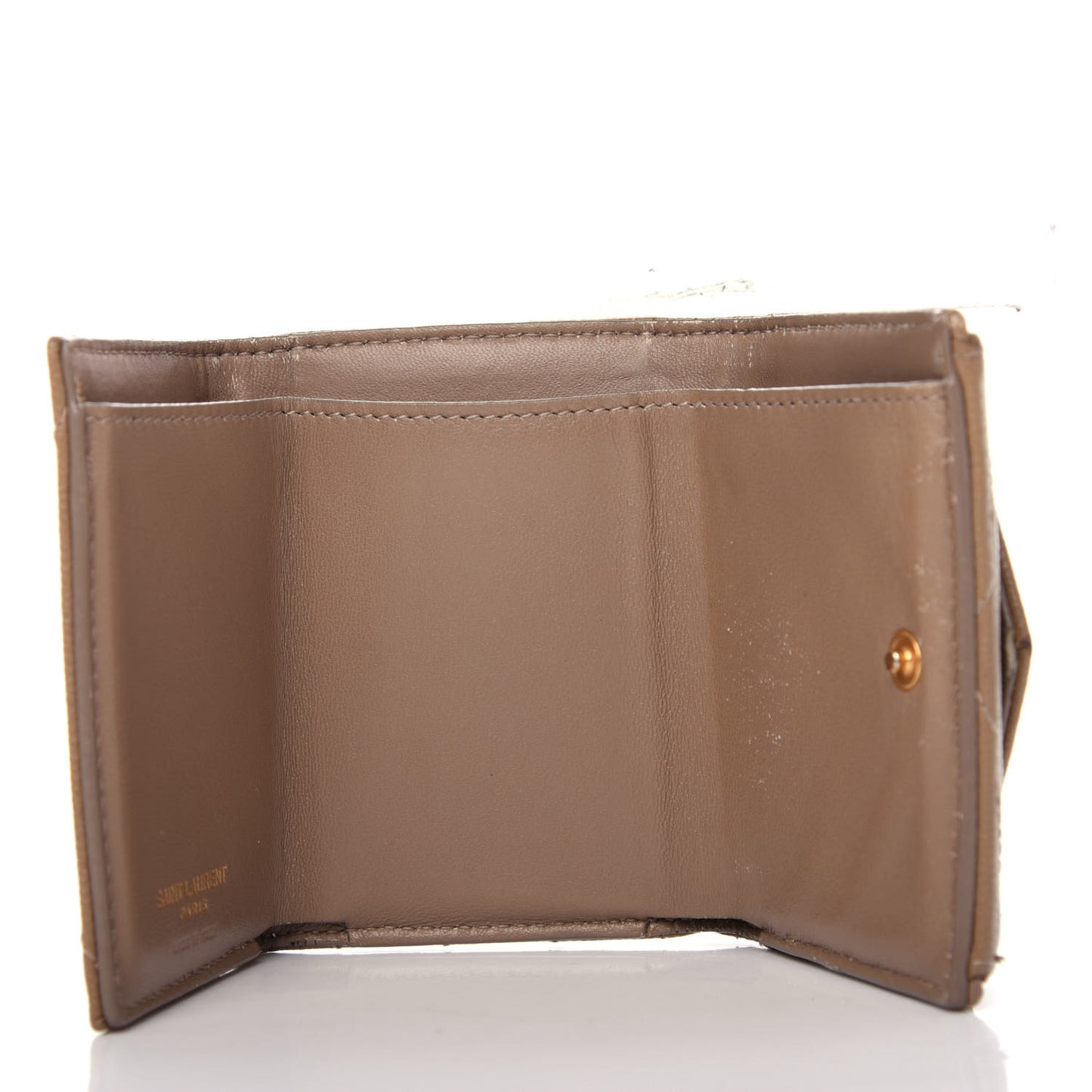 Grain De Poudre Matelasse Chevron Monogram Tiny Wallet Dark Beige