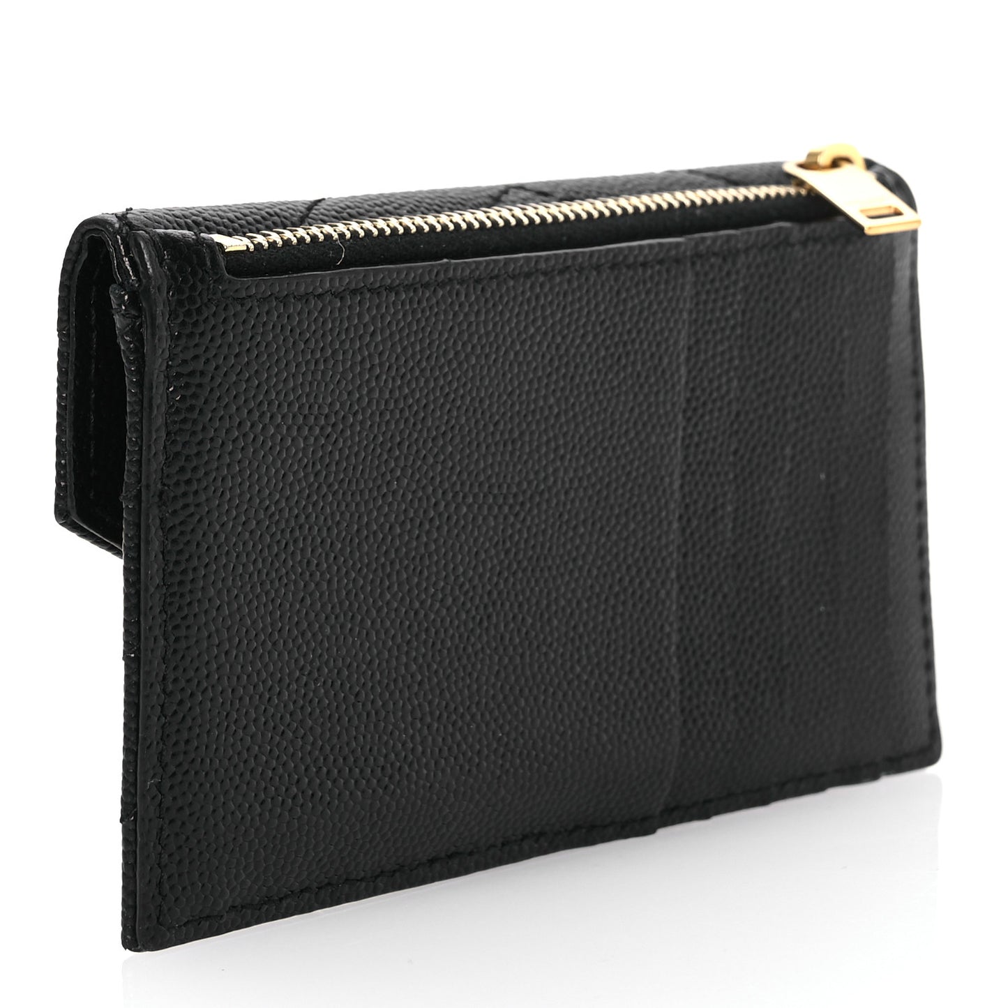 Grain De Poudre Matelasse Chevron Monogram Compact Wallet Black