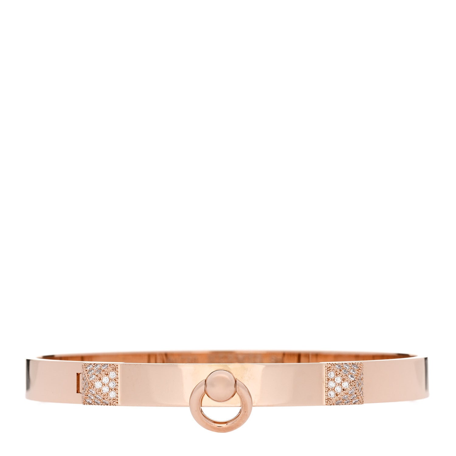 Hermes 18K Rose Gold Diamond PM Collier De Chien Bracelet SH 1 of 3