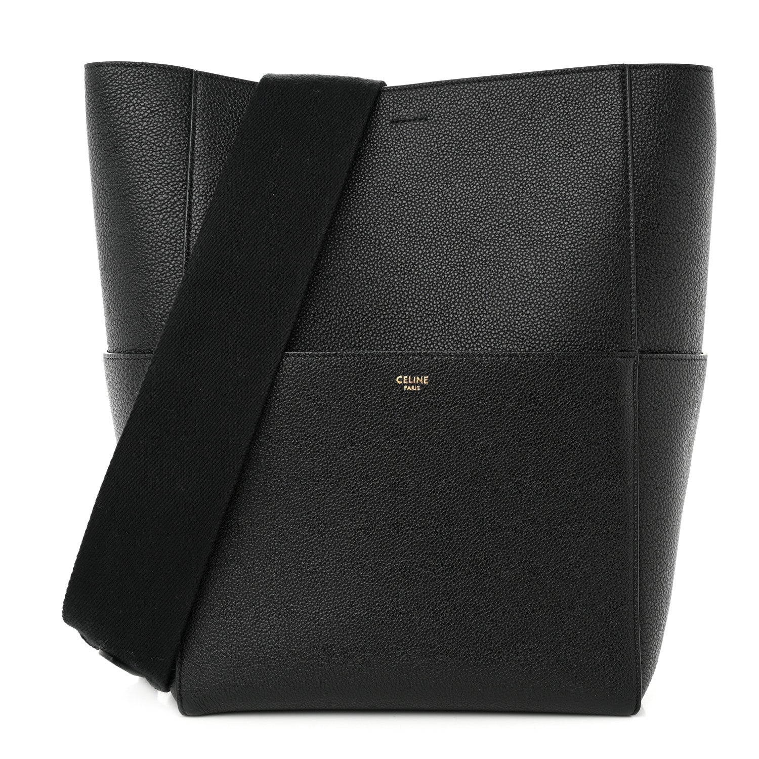Celine Soft Grained Calfskin Sangle Bucket Bag Black 1 of 9