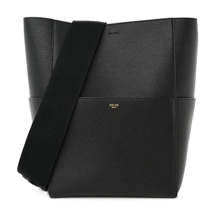 Celine Soft Grained Calfskin Sangle Bucket Bag Black 1 of 9
