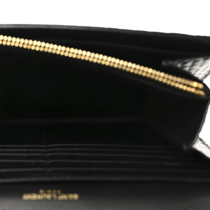 Saint Laurent Calfskin Crocodile Embossed Monogram Chain Wallet Black 5 of 9
