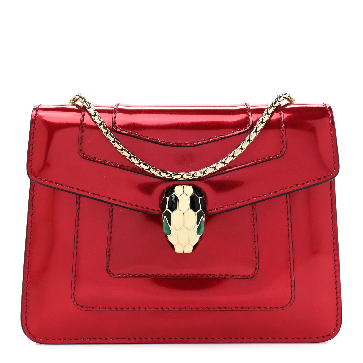 Bulgari Patent Serpenti Forever Crossbody Red 1 of 10
