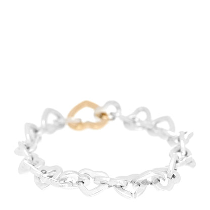 Tiffany Sterling Silver 18K Yellow Gold Heart Links Bracelet 3 of 6
