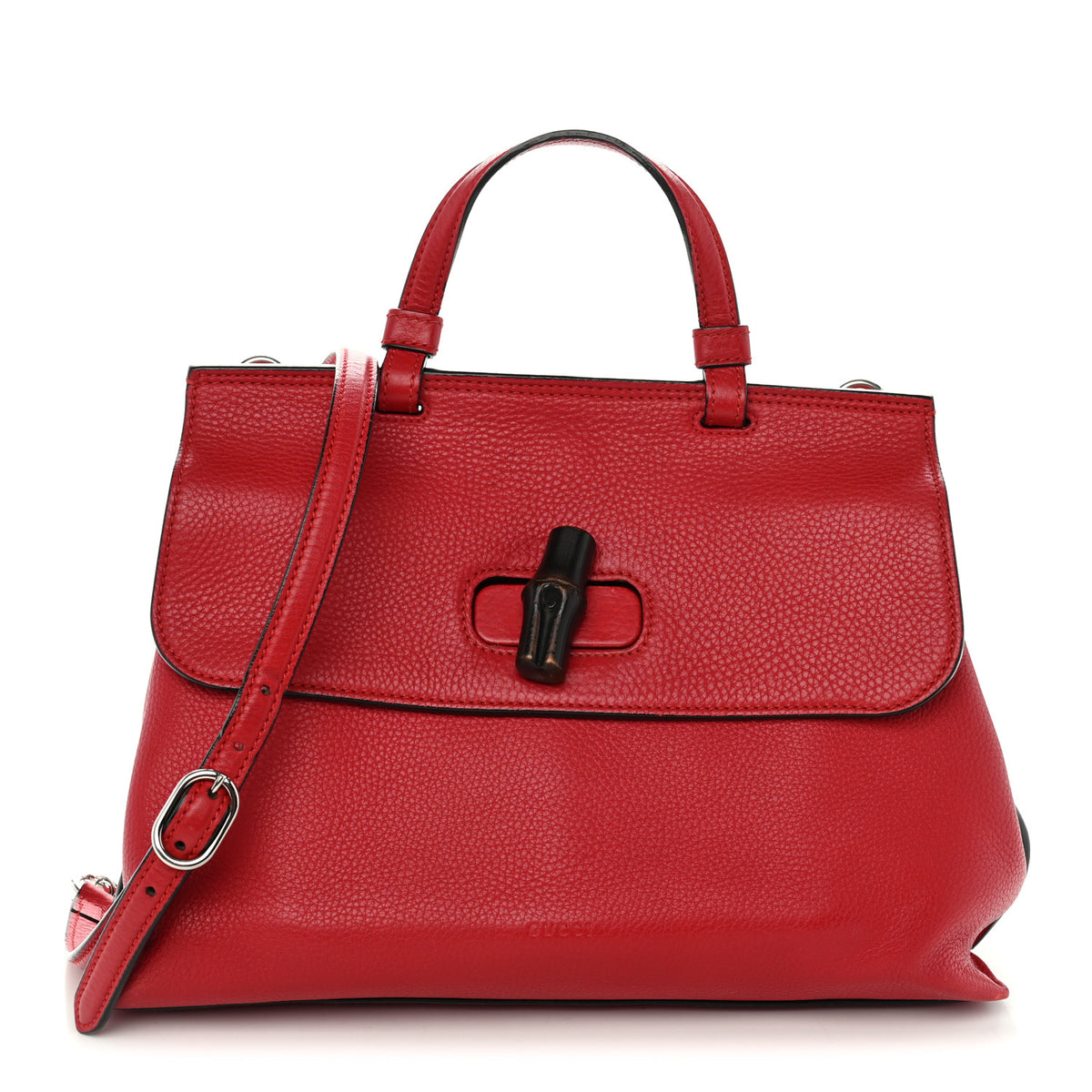 Cellarius Calfskin Small Bamboo Daily Top Handle Bag Hibiscus Red