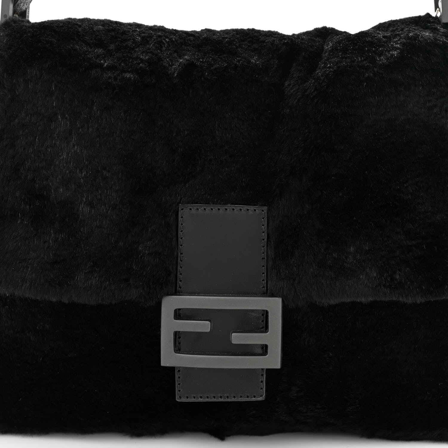 Fendi Rabbit Fur Mama Baguette Black 7 of 9