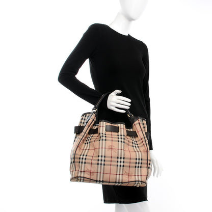Burberry Haymarket Check Medium Walden Belted Hobo Chocolate 2 of 8