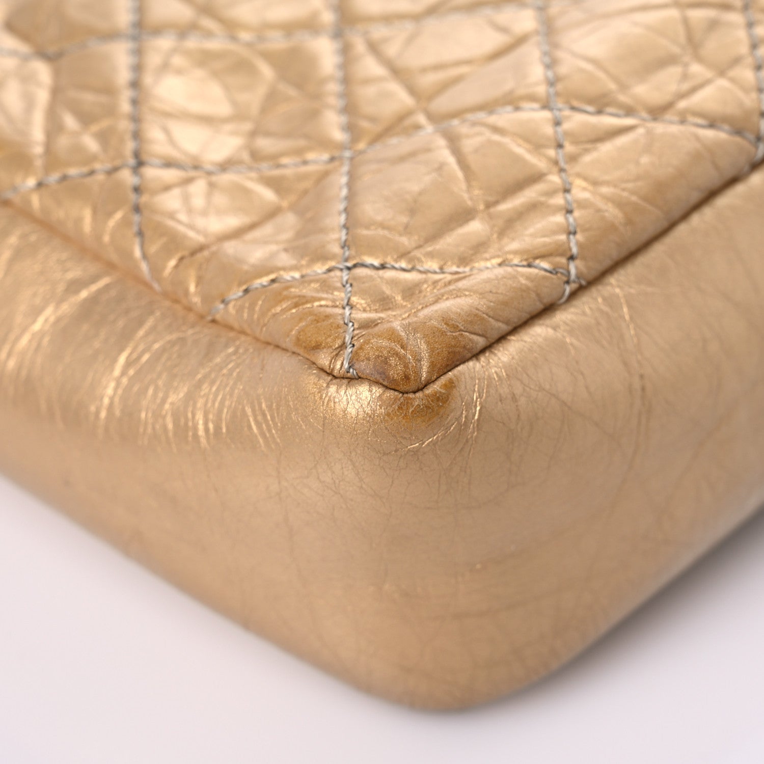Chanel Metallic Aged Calfskin Quilted CC Square Flap Light Gold 10 of 33