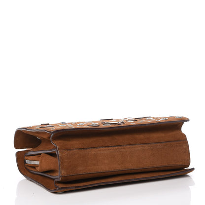 Prada Suede Grommet Frame Satchel Tabacco 4 of 22