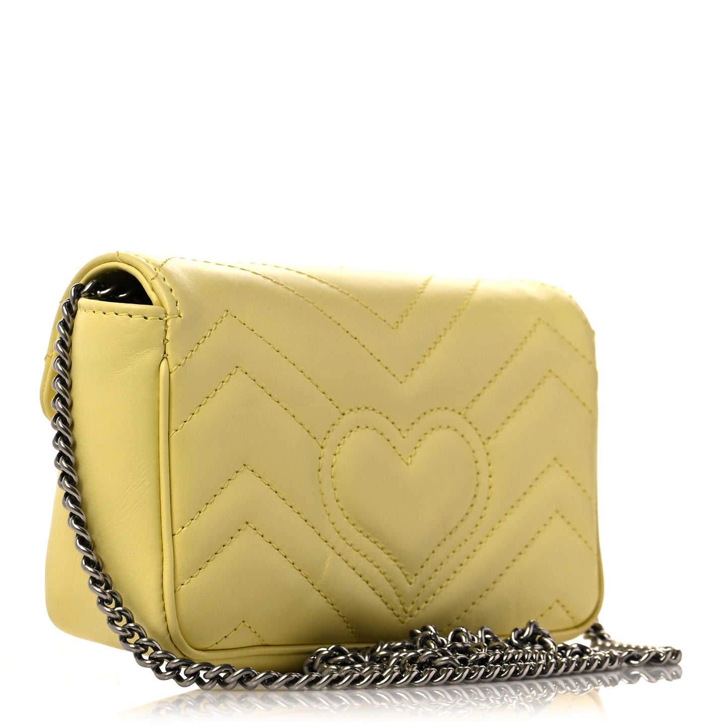Calfskin Matelasse Super Mini GG Marmont Shoulder Bag Banana