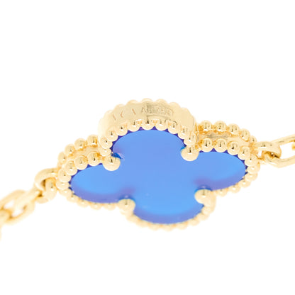 Van Cleef & Arpels 18K Yellow Gold Blue Agate 5 Motifs Vintage Alhambra Bracelet 3 of 4
