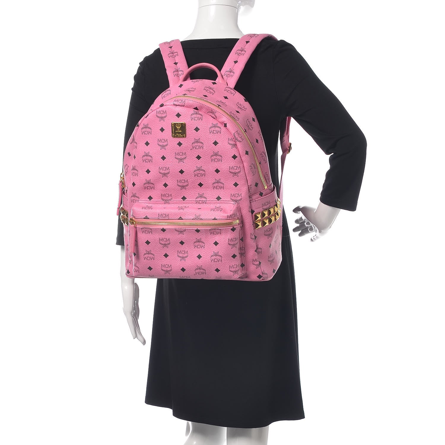 MCM Visetos Medium Side Studs Stark Backpack Pink 2 of 10