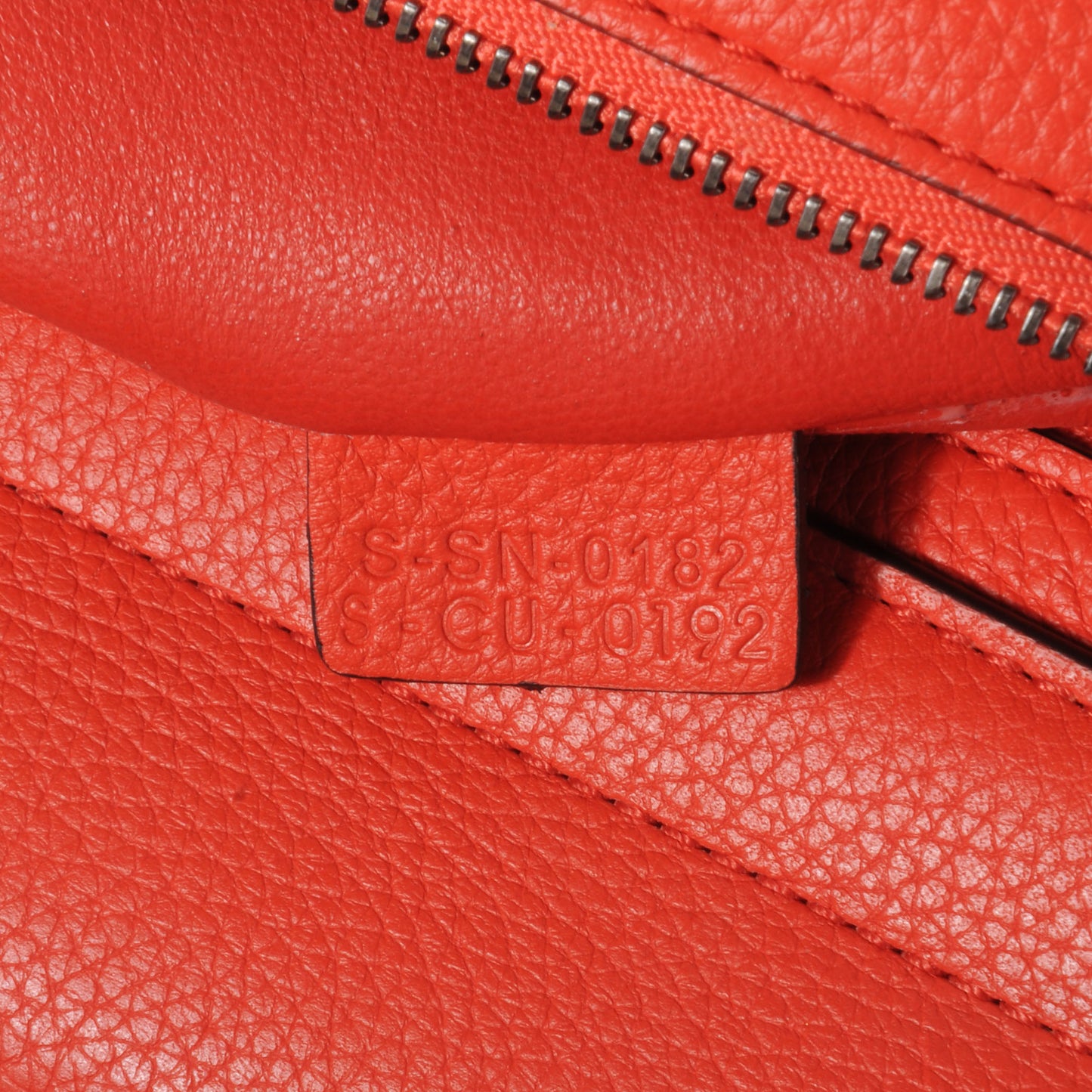 Drummed Leather Suede Trapeze Small Luggage Vermillion