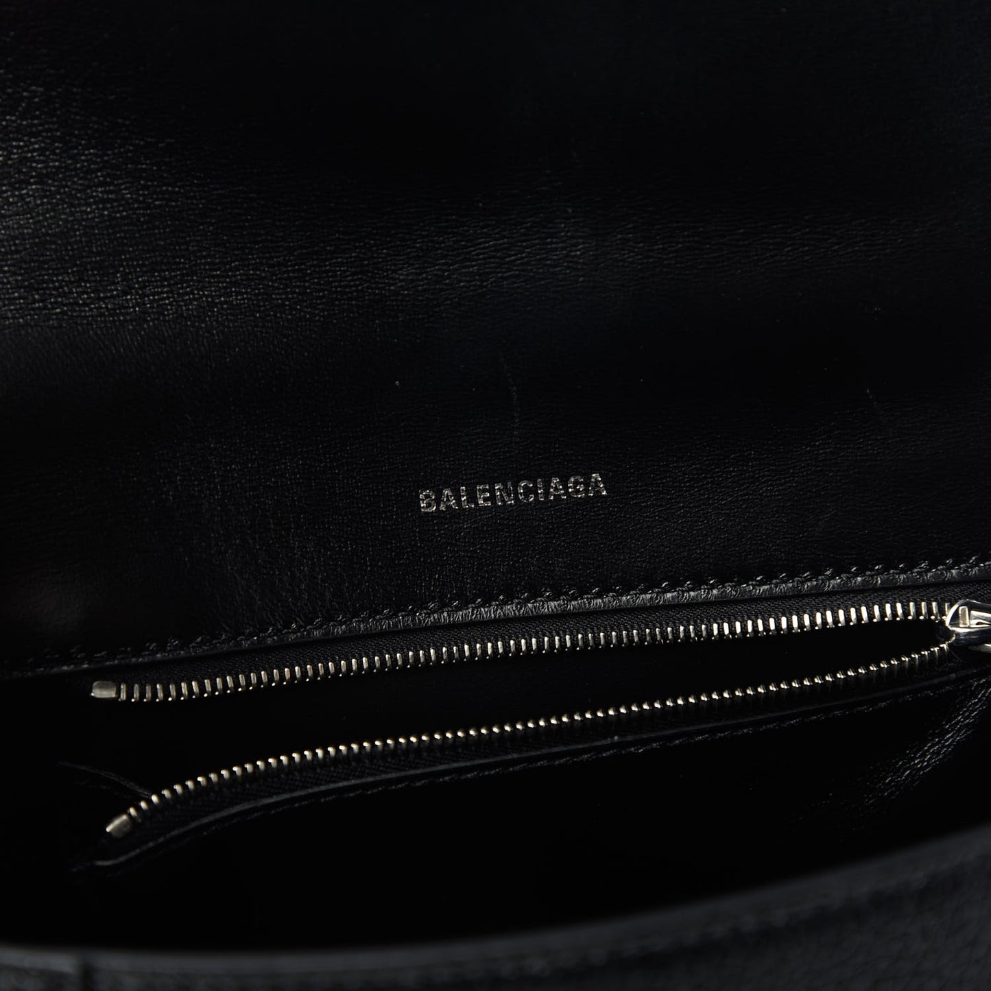 Grained Calfskin Small Hourglass Top Handle Bag Black