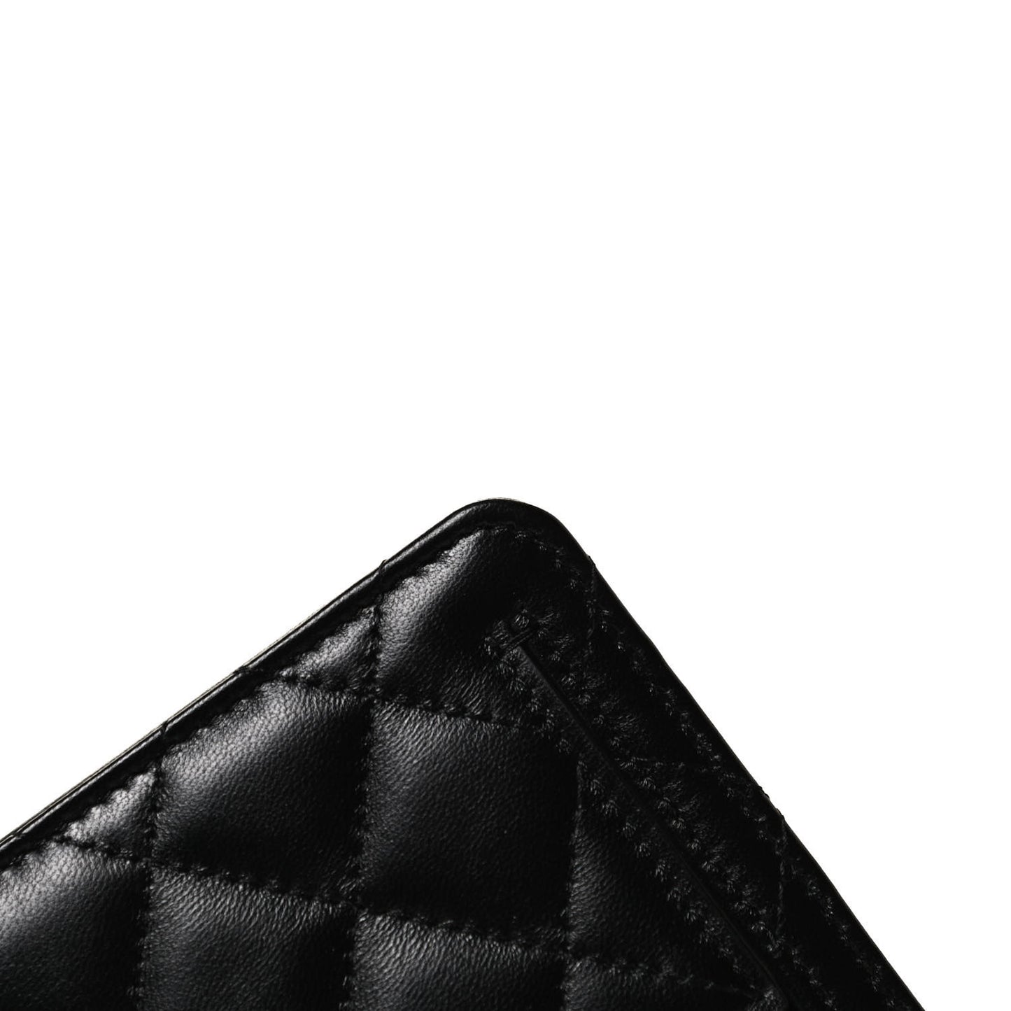 Lambskin Quilted Mini Camellia Bow Wallet On Chain WOC Black