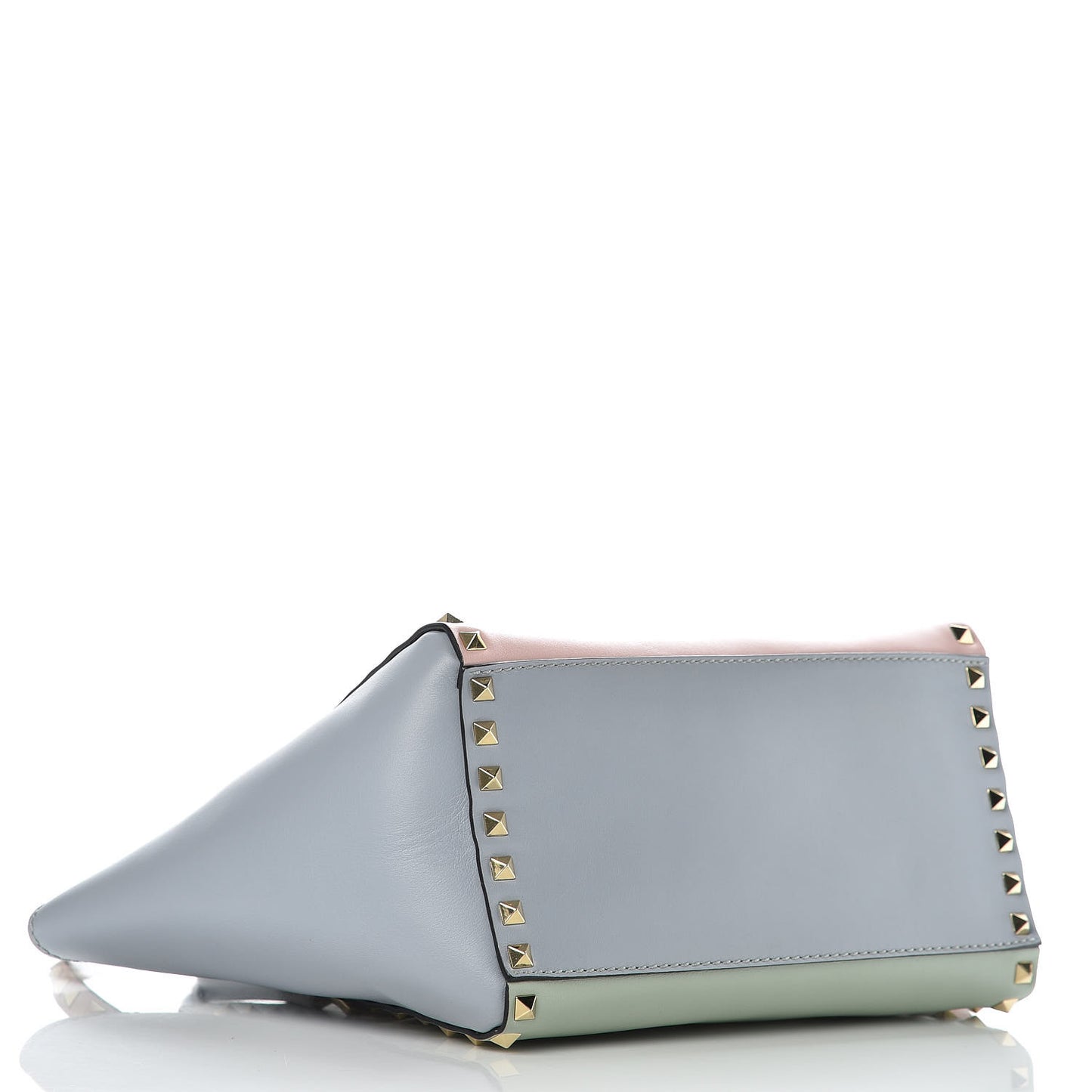 Calfskin Watercolor Small Rockstud Double Handle Tote Rose Green Yellow Sky