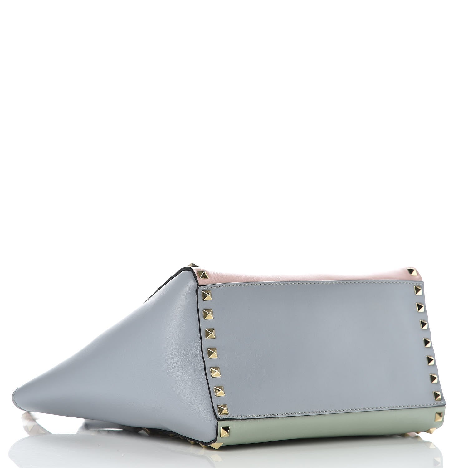 Valentino Garavani Calfskin Watercolor Small Rockstud Double Handle Tote Rose Green Yellow Sky 4 of 10