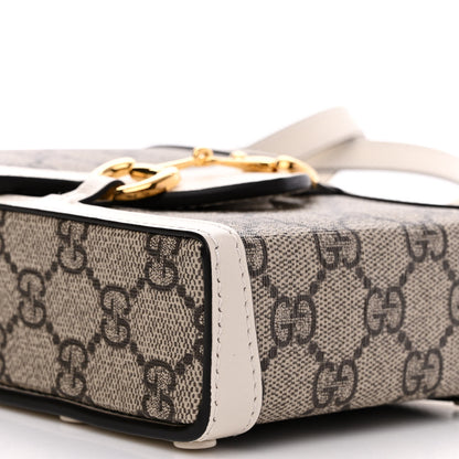 Gucci GG Supreme Monogram Azalea Calfskin Mini Horsebit 1955 Crossbody Bag Beige Ebony Mystic White 9 of 11