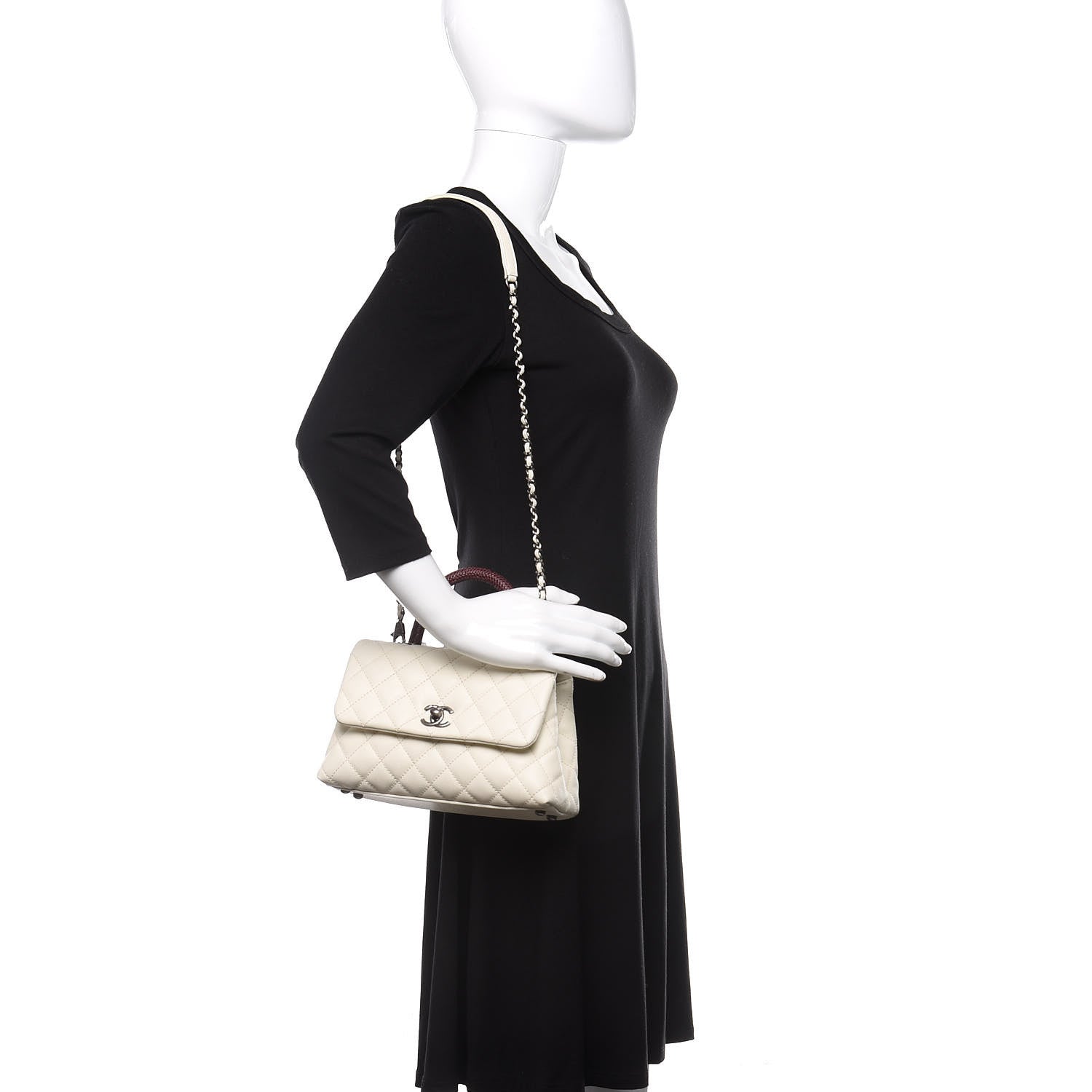 Chanel Caviar Lizard Quilted Mini Coco Handle Flap White 2 of 11