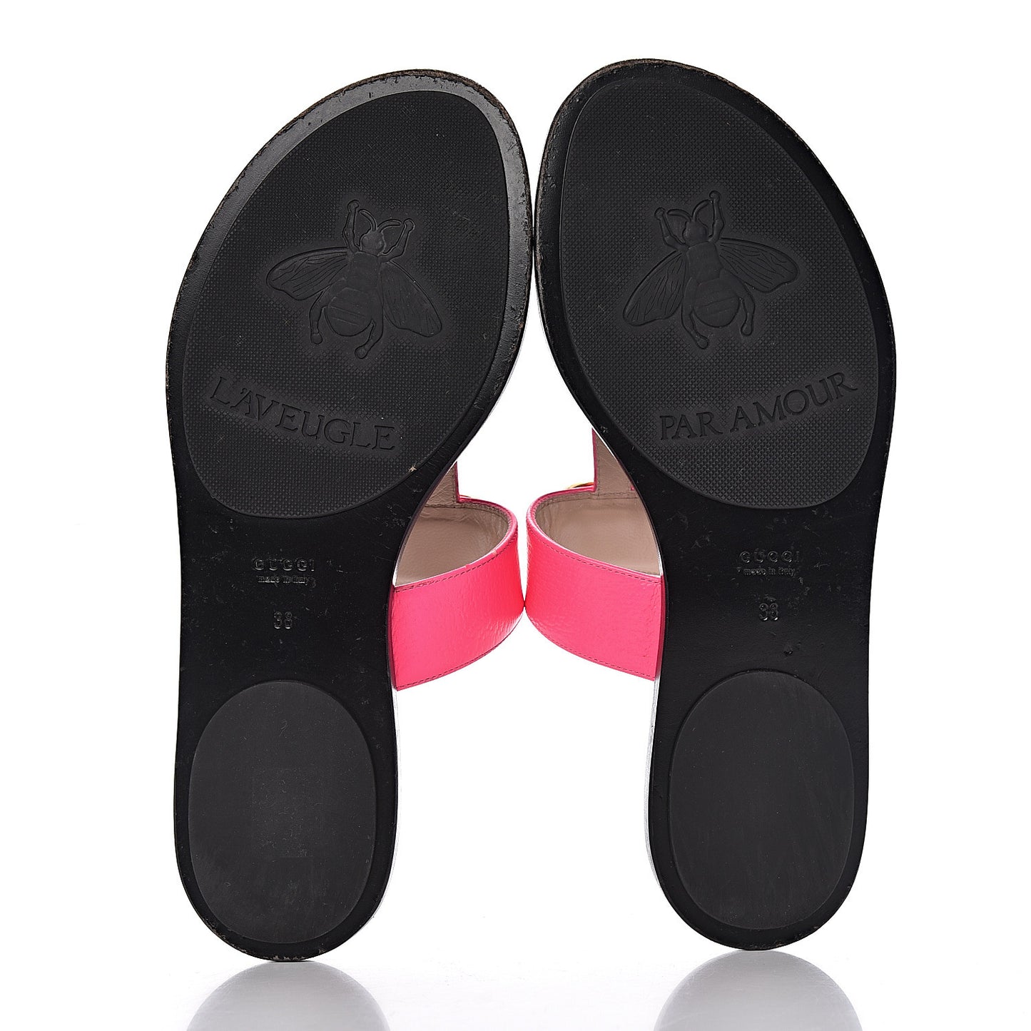 Calfskin GG Marmont Thong Sandals 38 Fuxia Fluo