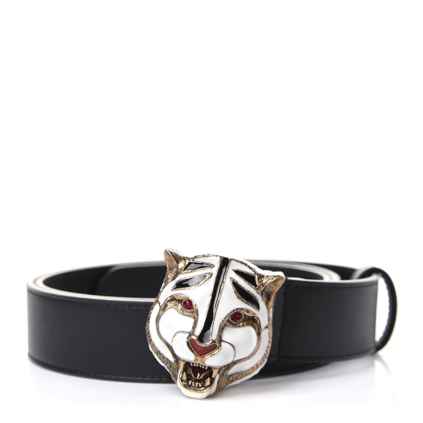 Calfskin Tiger Head Buckle Belt 90 36 Black