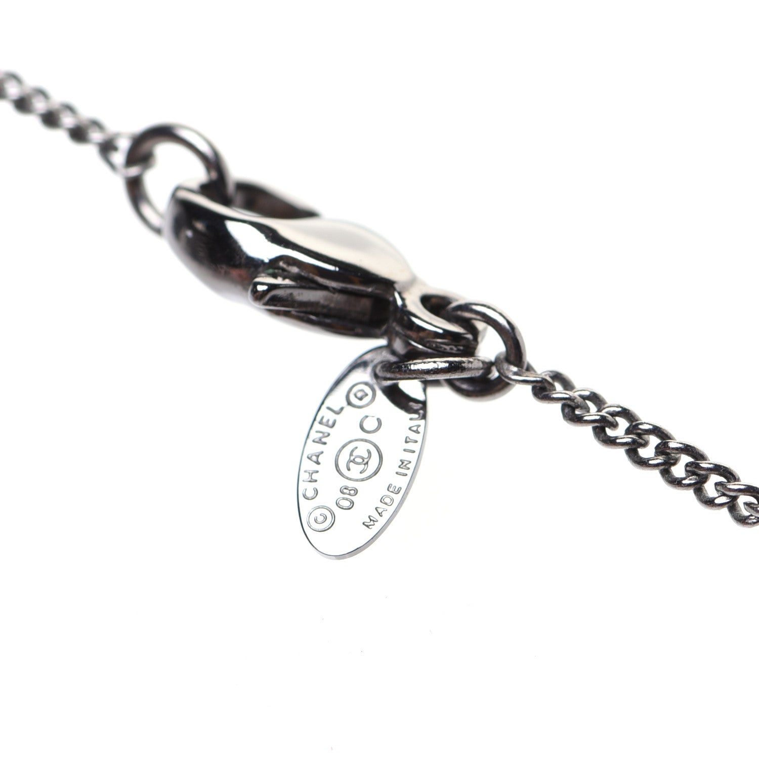Chanel Crystal CC Crown Wing Pendant Necklace Black 7 of 8