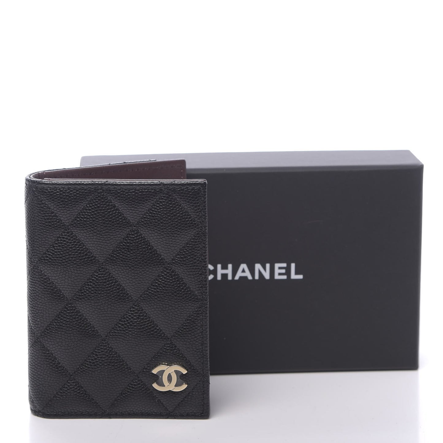 Caviar Quilted Card Holder Wallet Black
