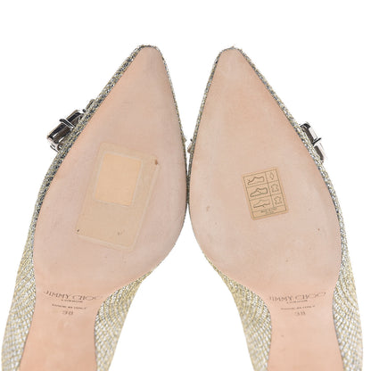 Jimmy Choo Glitter Crystal Marvel 100 Pumps 38 Champagne 10 of 13
