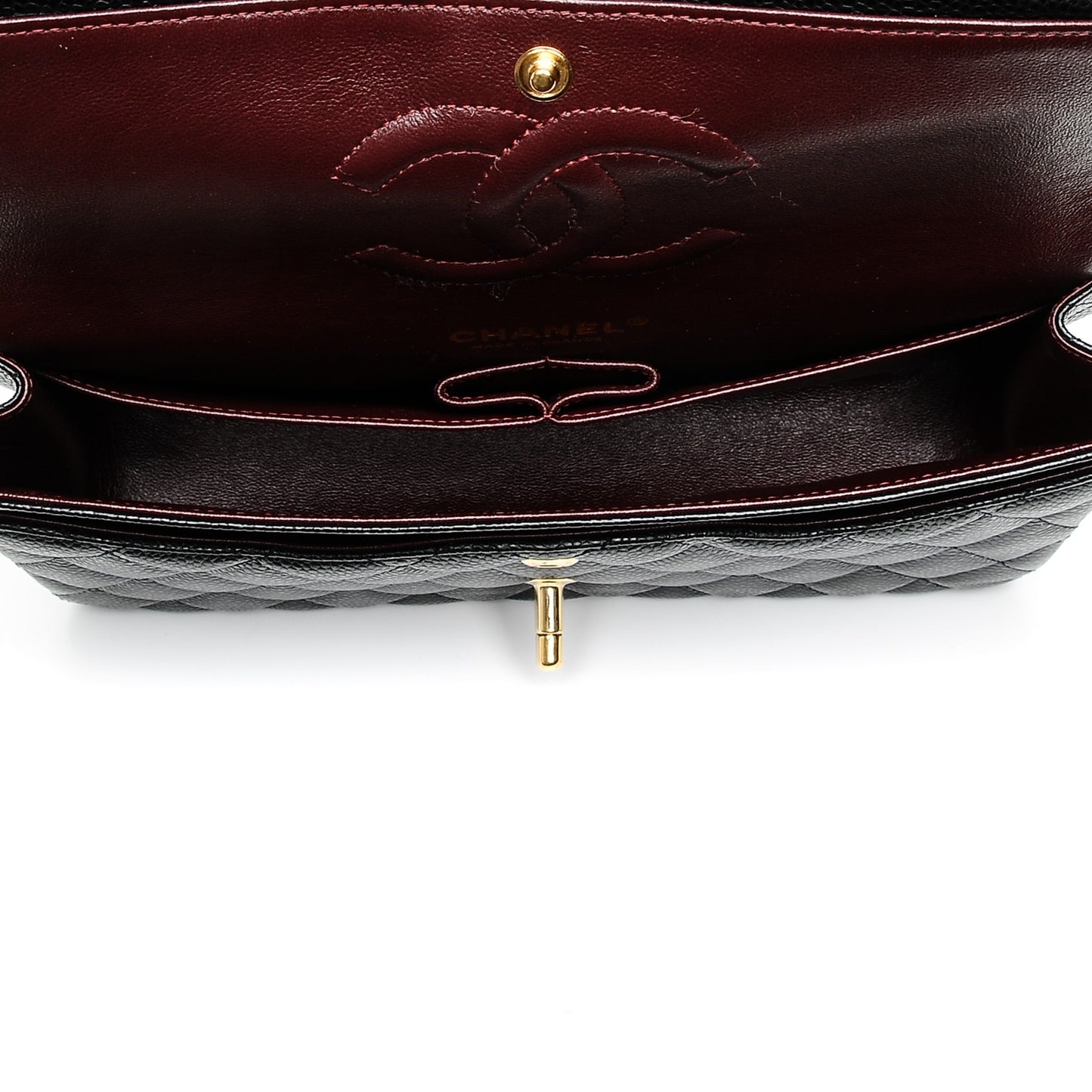 Caviar Quilted Medium Double Flap Black