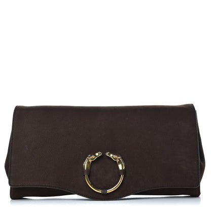Gucci Nubuck Ribot Horse-Heads Clutch Brown 1 of 10
