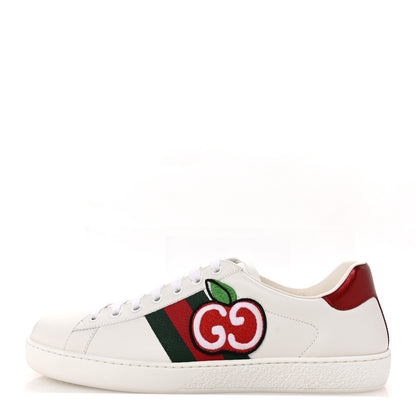 Gucci Calfskin Web Cherry Embroidered Mens Ace Sneakers 10 White 1 of 10