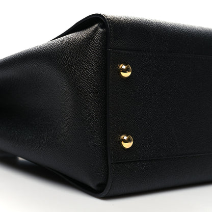 Burberry Soft Grain Calfskin Medium Buckle Tote Black 8 of 9