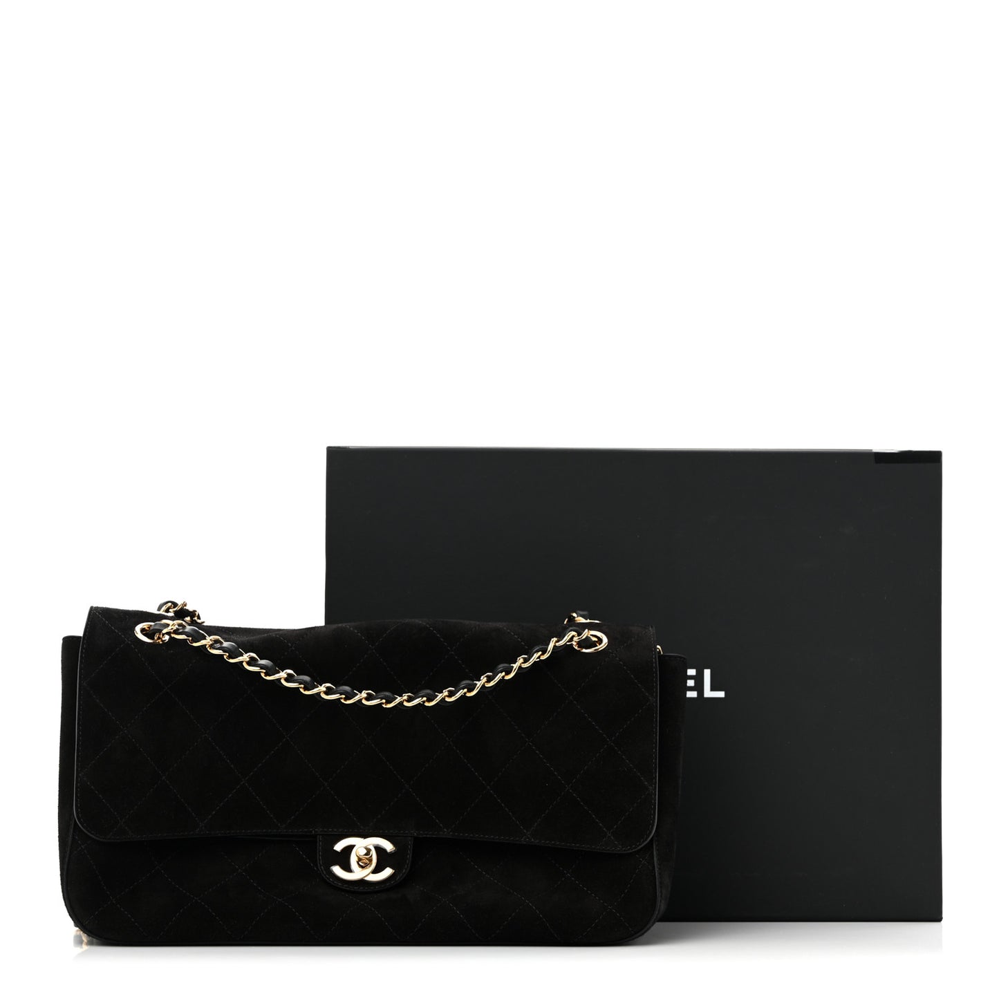 Suede Calfskin Small Souplissimo Maxi Flap Black