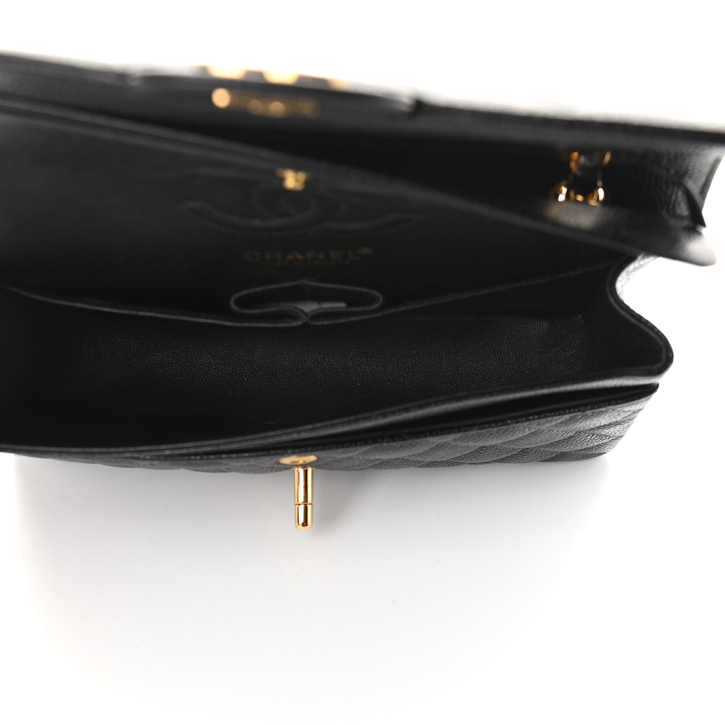 Caviar Quilted Small Double Flap Black