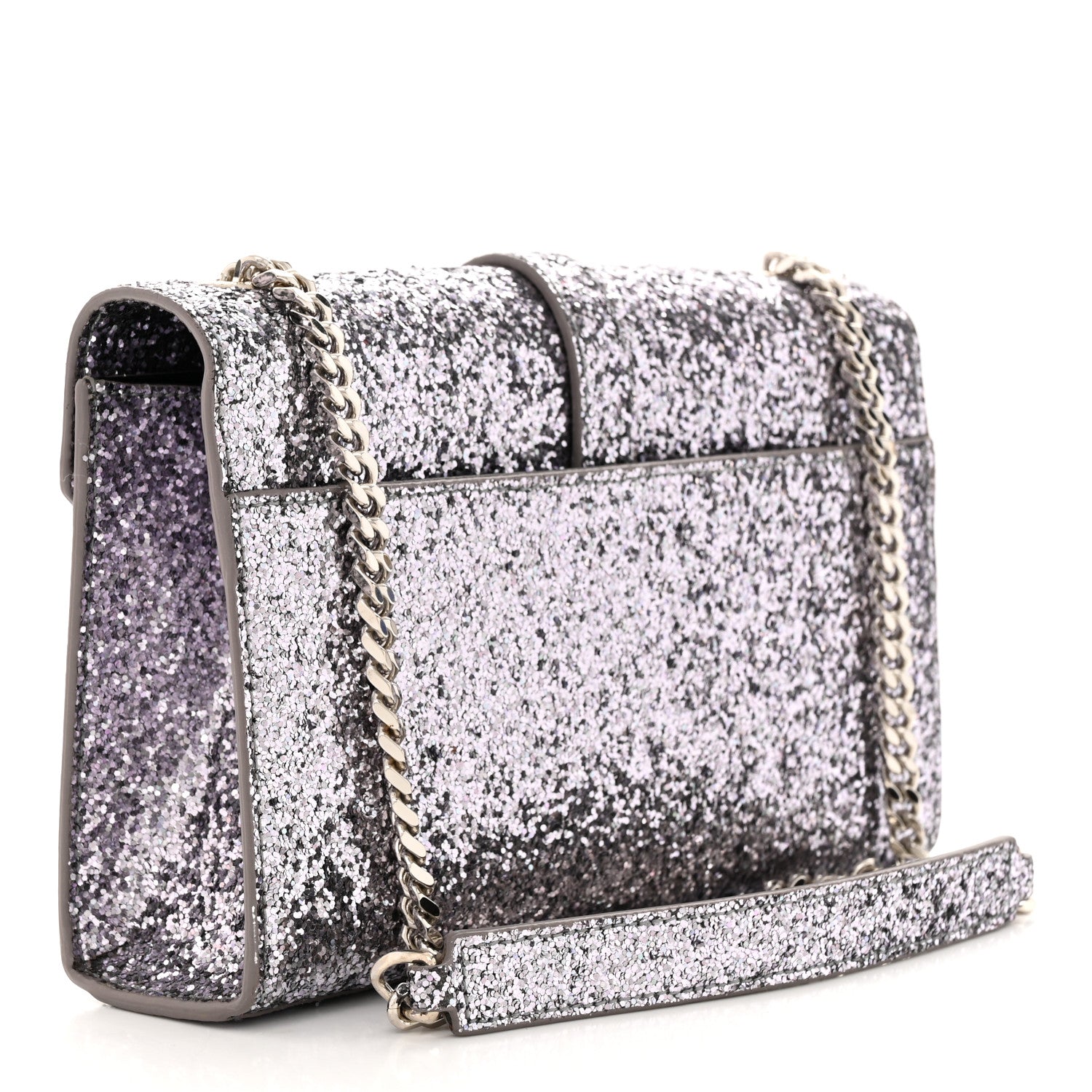 Saint Laurent Glitter Monogram Galactica Satchel Silver 3 of 10