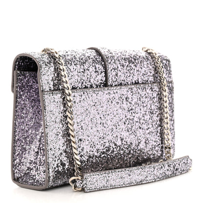 Saint Laurent Glitter Monogram Galactica Satchel Silver 3 of 10