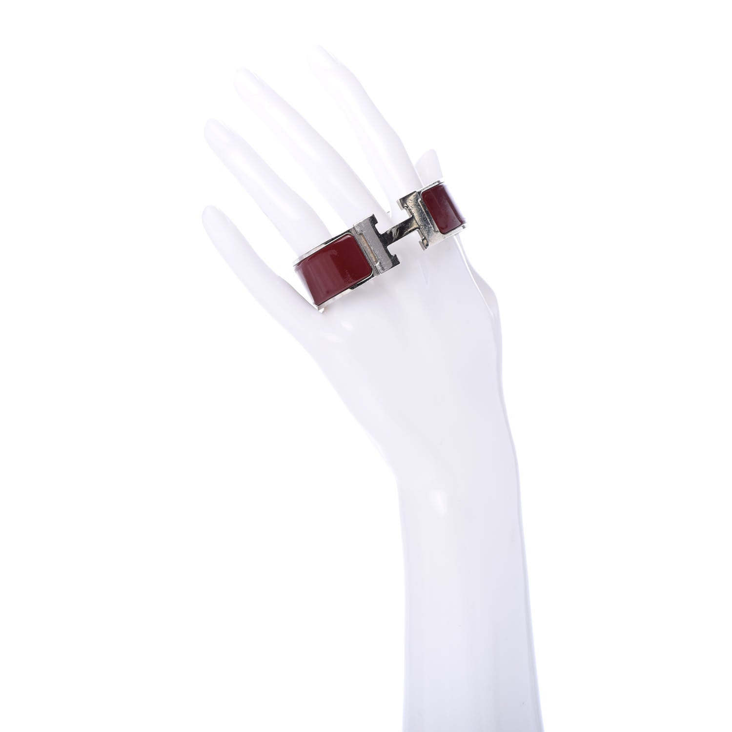 Hermes Enamel Wide Clic Clac H Bracelet PM Rouge H 2 of 5