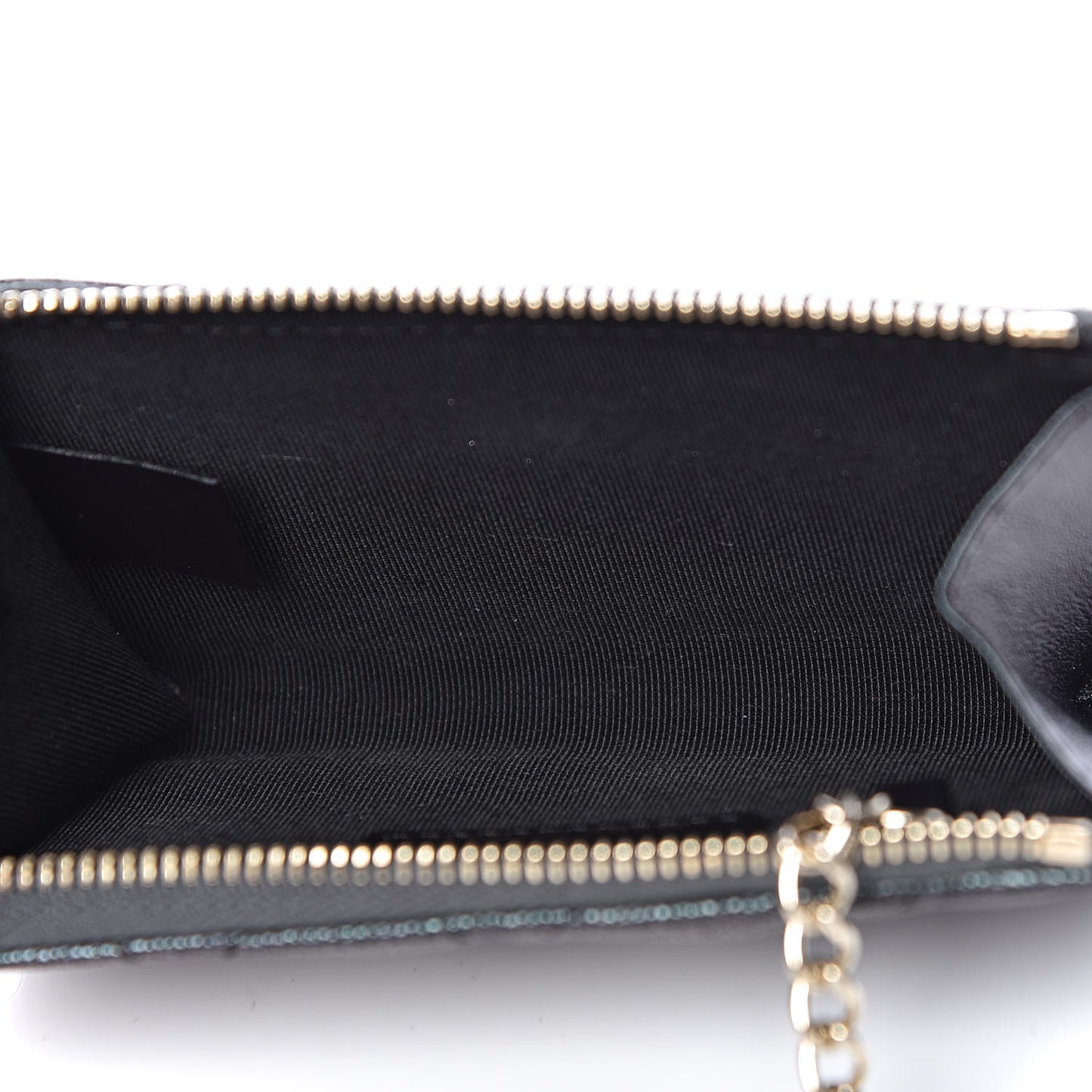 Iridescent Caviar Quilted Zipped Key Holder Case Black