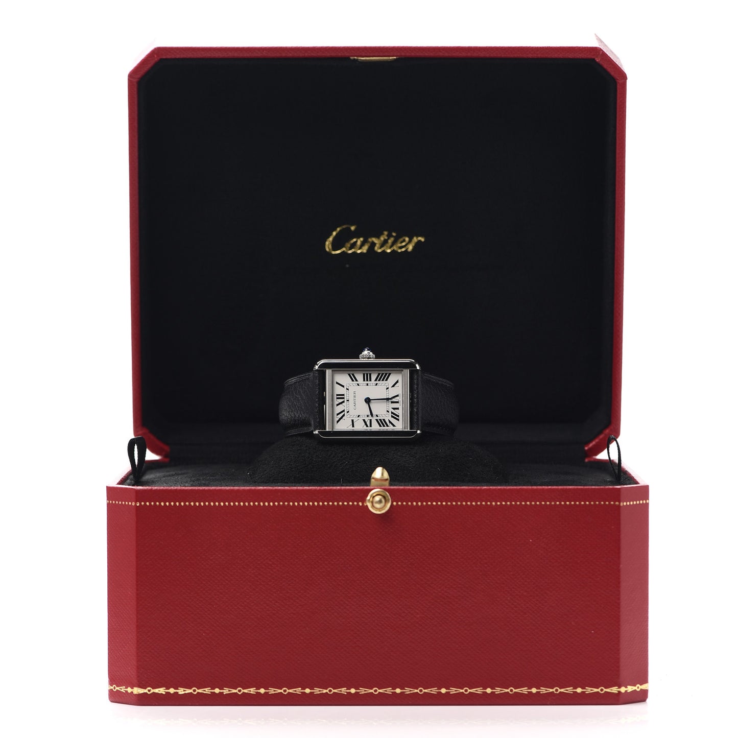 Stainless Steel Calfskin 24mm Tank Solo Quartz Watch