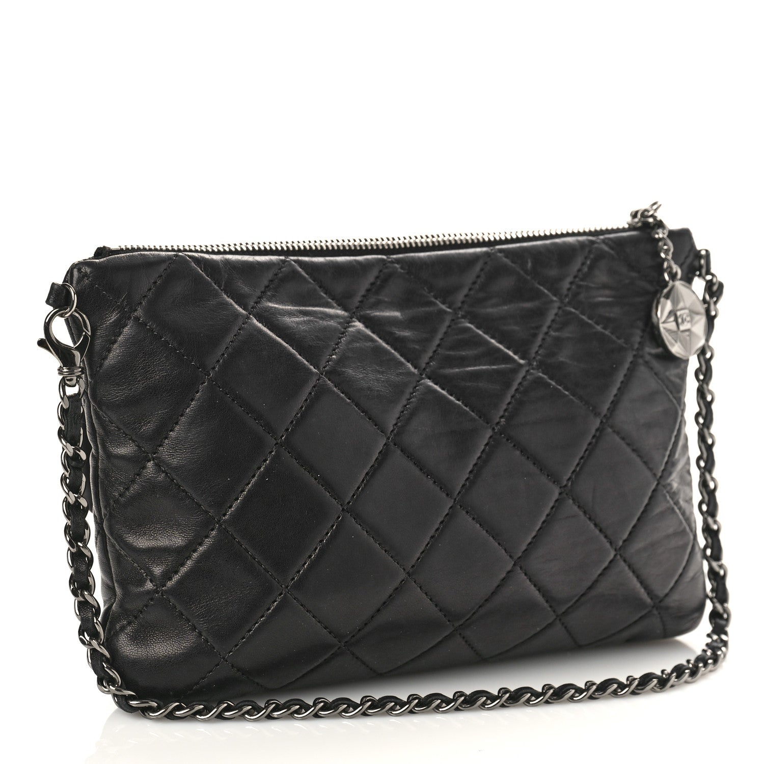Chanel Lambskin Quilted Mineral Nights Flap Wristlet Black 3 of 10