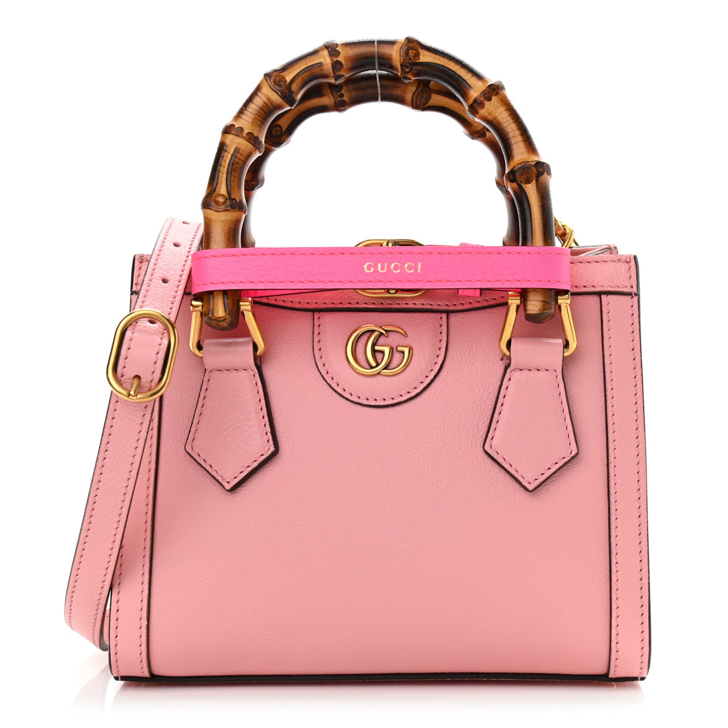 Wonka Grain Calfskin Mini Diana Tote Bag Wild Rose Fuxia Fluo