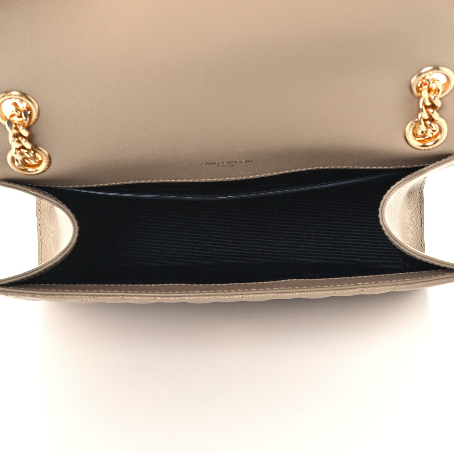 Saint Laurent Grain De Poudre Textured Mixed Matelasse Medium Triquilt Monogram Satchel Dark Beige 5 of 12