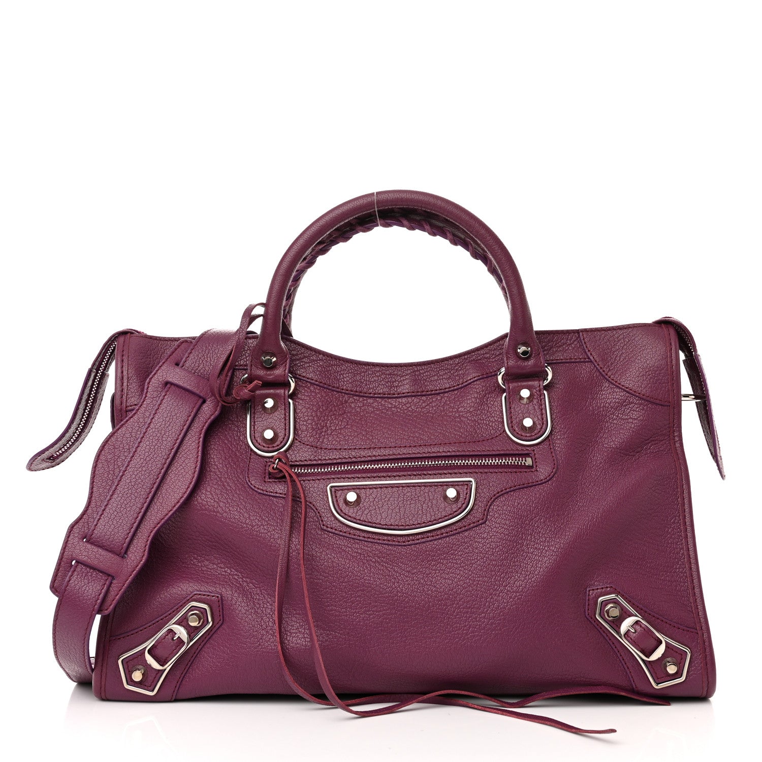 Balenciaga Chevre Silver Metallic Edge Hardware City Violet Prune 3 of 12