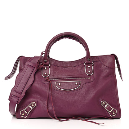 Balenciaga Chevre Silver Metallic Edge Hardware City Violet Prune 3 of 12