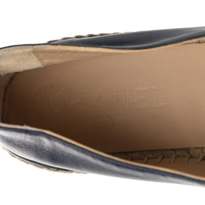 Chanel Lambskin CC Espadrilles 39 Navy Black 9 of 11