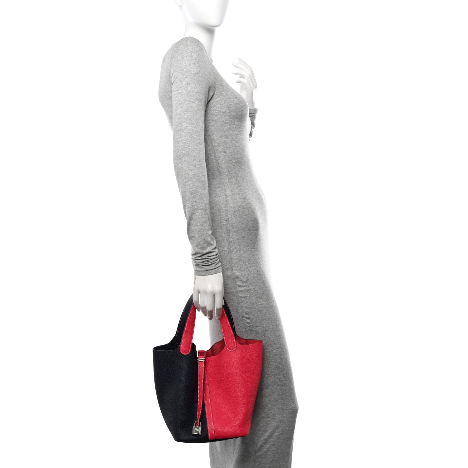 Hermes Taurillon Clemence Casaque Picotin Lock 18 PM Rose Extreme Bleu Nuit 2 of 9